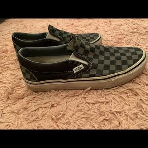 Grey and Black checkered vans, size 8.5